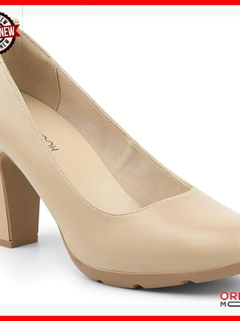 Leather Pumps with 3-Inch Block Heels, Slip-On Design for Casual Fashion